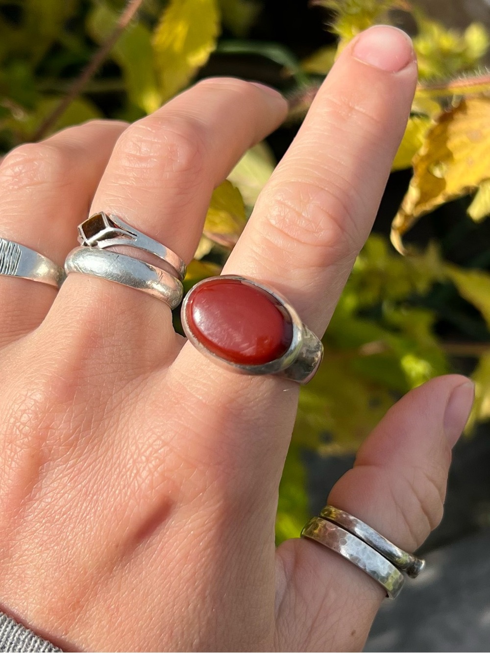 Chunky Silver & Red Ring - Picture 2 of 10